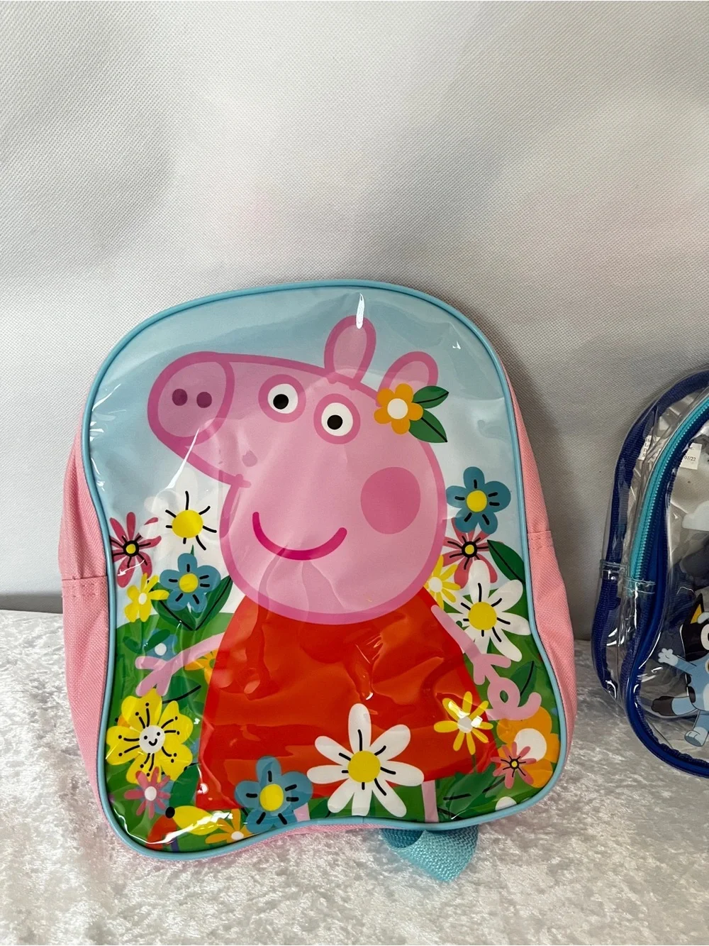 Two Mini Backpack Peppa Pig and Bluey Clear Bag Pink/Blue For Kids
